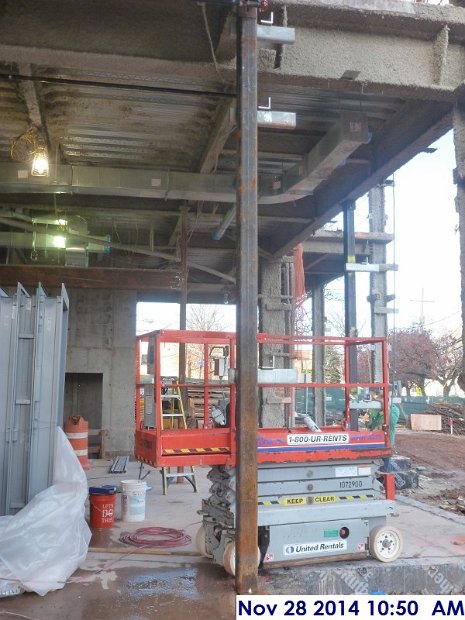 Installed steel post and welded clips Facing North